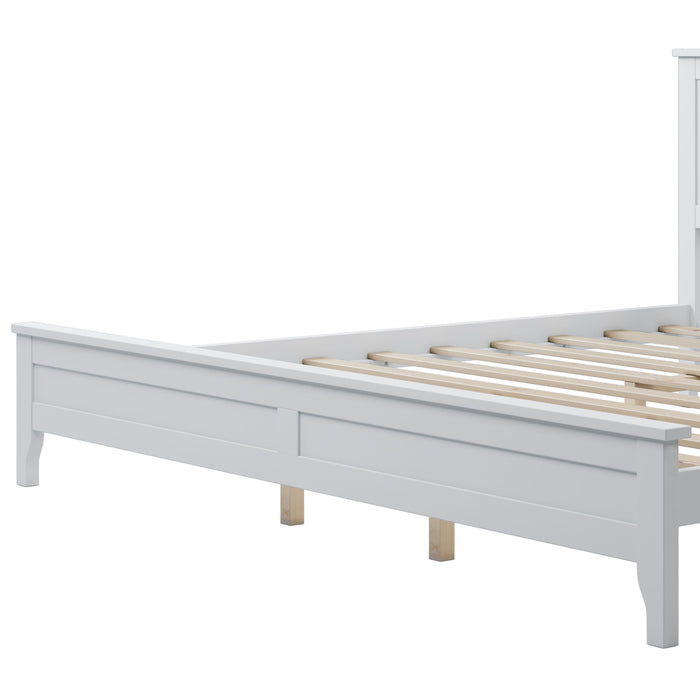 King Platform Bed Modern Solid Wood - White