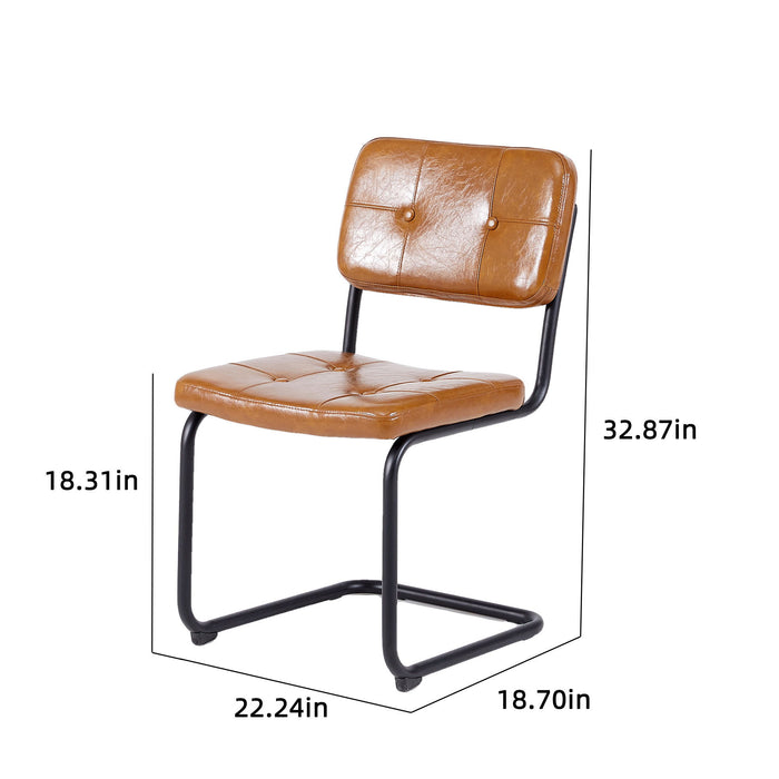 Modern Simple Style Dining Chair PU Leather Metal Pipe Dining Room Furniture Chair (Set of 2)