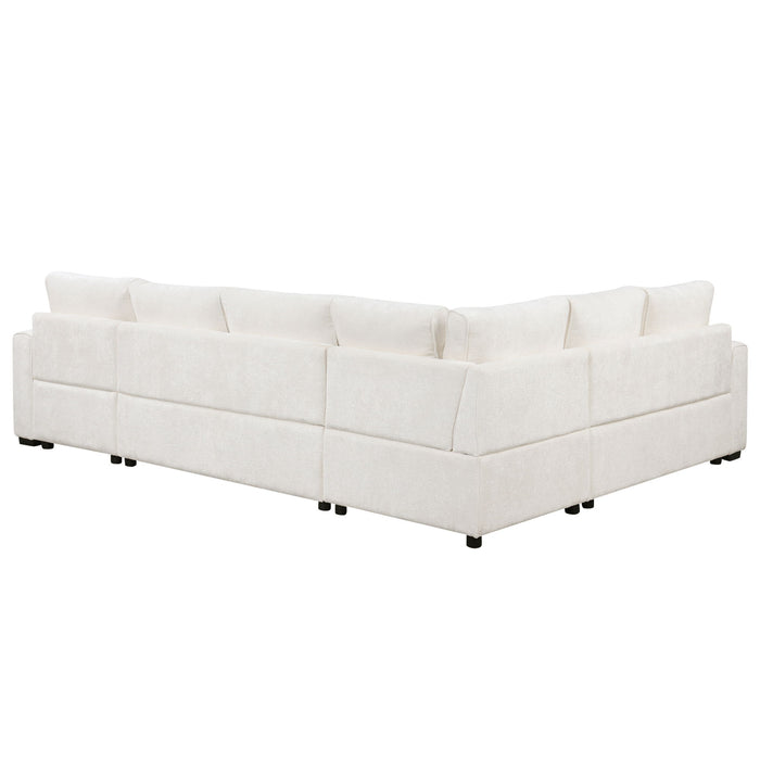 Sectional Sofa Pull-Out Sofa Bed Sleeper With A Storage Ottoman, Three Pillows And Charging Devices For Living Room