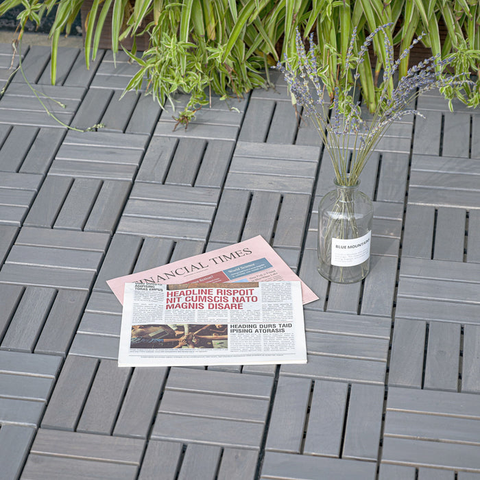 Interlocking Deck Tiles Checker Pattern, Square Acacia Hardwood Outdoor Flooring For Patio, Bancony, Pool Side