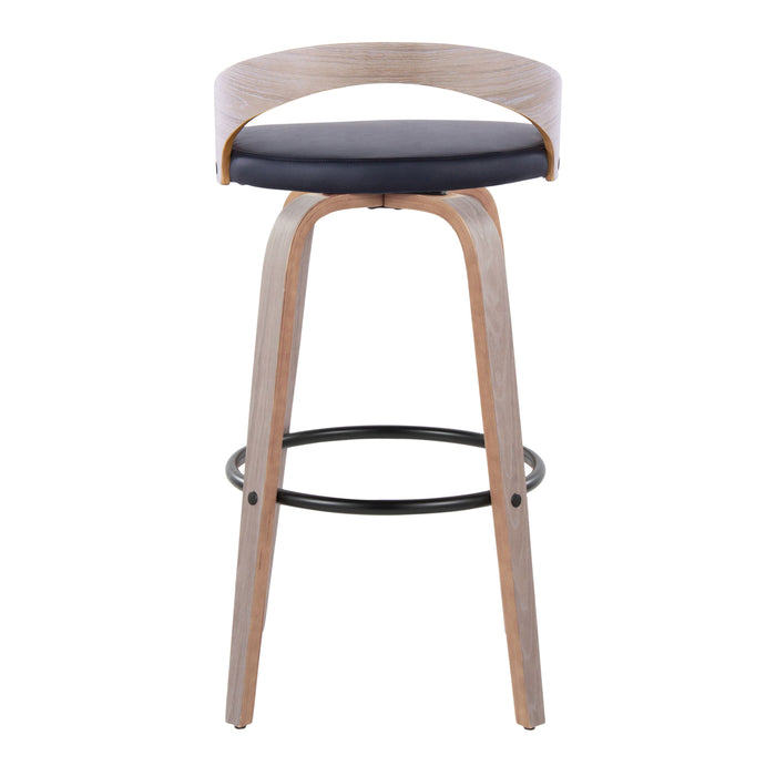 Grotto - Contemporary Fixed Height Barstool With Swivel With Round Footrest (Set of 2)