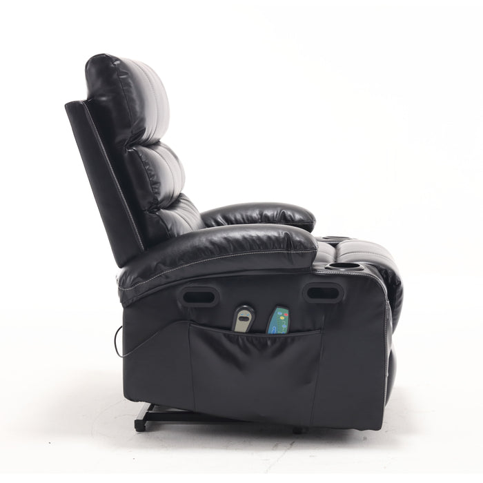 Large Size Electric Power Lift Recliner Chair Sofa For Elderly, 8 Point Vibration Massage And Lumber Heat, Remote Control, Side Pockets And Cup Holders