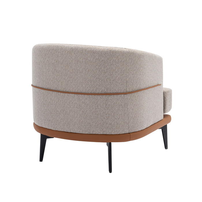 Modern Two-Tone Barrel Chair, Upholstered Round Armchair For Living Room Bedroom Reading Room