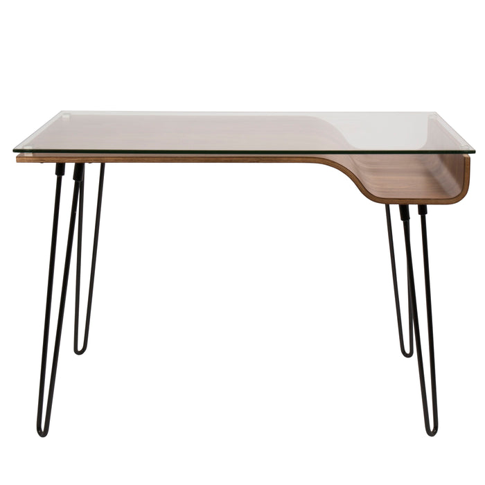 Avery - Mid-Century Modern Desk - Walnut / Clear / Black