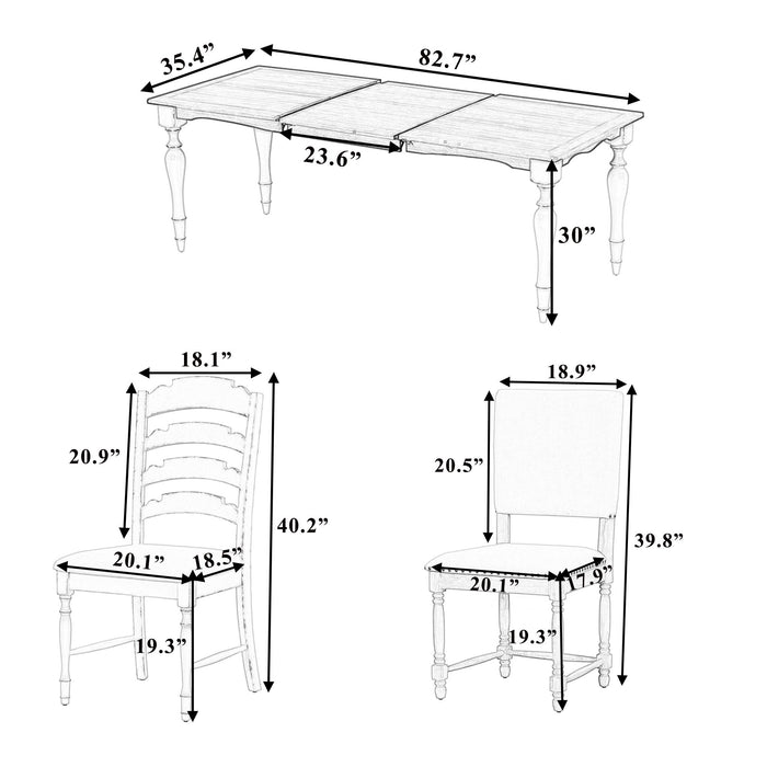 Topmax - Vintage Traditional Extendable Dining Table Set With Removable Leaf