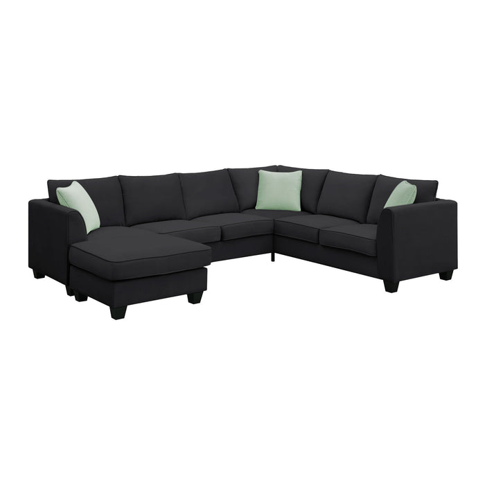 Sectional Sofa Couches Living Room Sets, 7 Seats Modular Sectional Sofa With Ottoman, L Shape Fabric Sofa Corner Couch Set With 3 Pillows