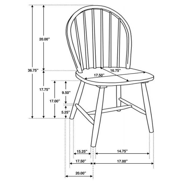 Cinder - Windsor Side Chairs (Set of 4) - Natural Brown And White