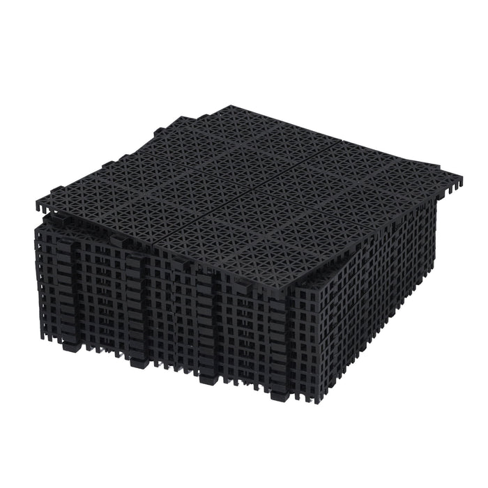 Interlocking Deck Tiles Plastic Waterproof Outdoor All Weather Anti-Slip Bathroom Shower Balcony Porch Strong Weight Capacity Upto 6613 Lbs, Rosette Pattern