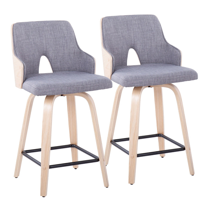 Stella - Contemporary Fixed Height Counter Stool With Swivel Square Footrest (Set of 2)