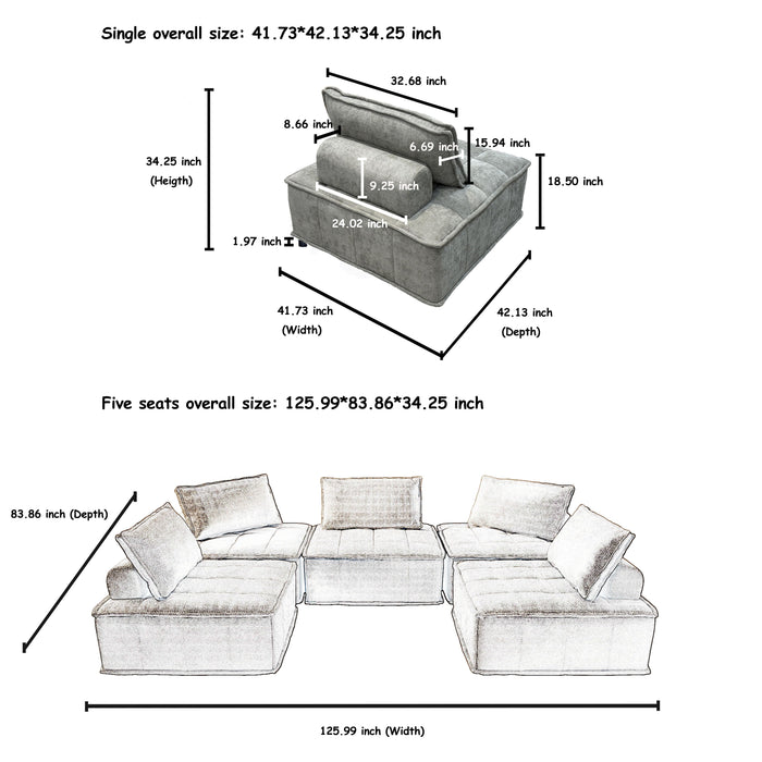 Luxury L-Shaped Modular Sofa With Hidden Legs, Adjustable Cushions, And Spring Seats - Perfect For Modern Living Room