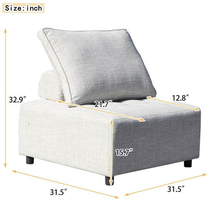 Outdoor Modular Sofa, With Aluminum Structure, Support Cushion And Back Cushion Cover - Removable, Fade - Resistant, Waterproof Sofa Cover Included