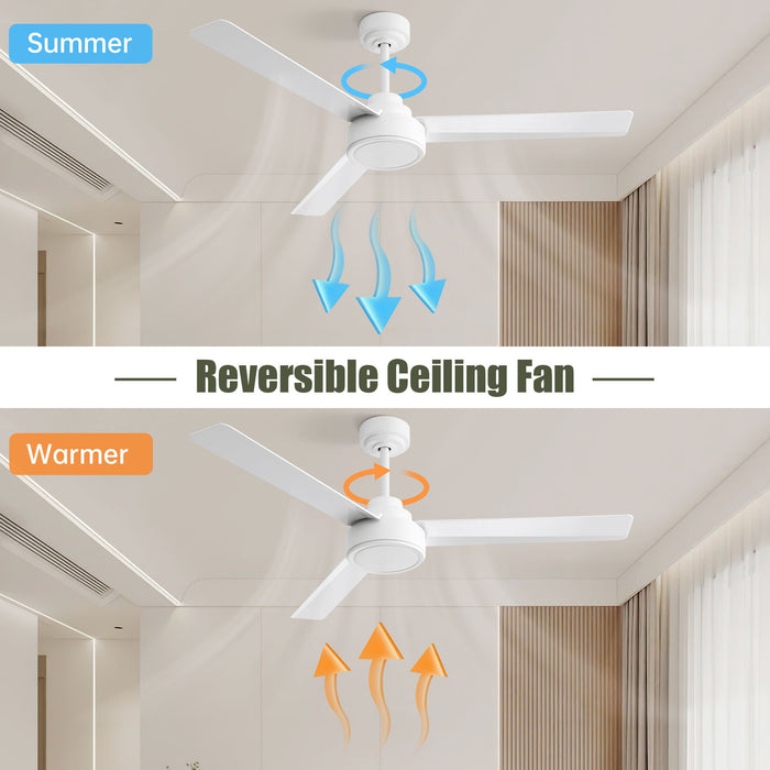 Ceiling Fan Without Light, 3 Blades Farmhouse Ceiling Fan With Remote Control 6-Speed Reversible Dc Motor For Living Room, Bedroom, Kitche