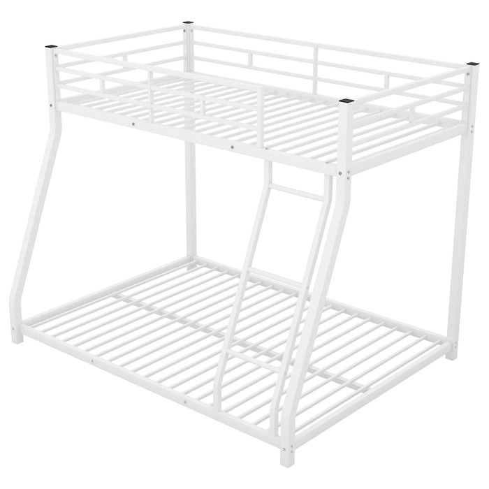 Metal Floor Bunk Bed, Twin Over Full - White