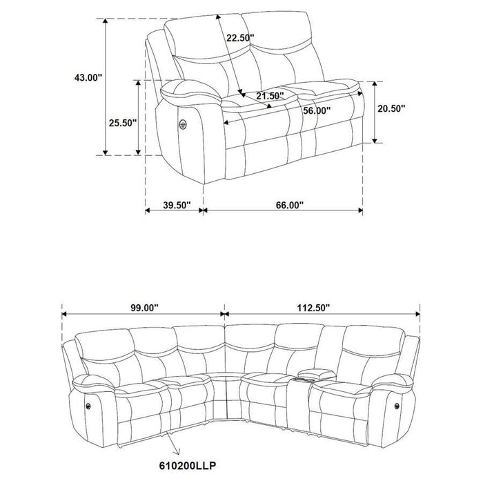 Sycamore - Upholstered Power Reclining Sectional Sofa