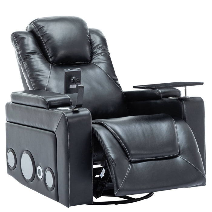 270° Swivel Power Recliner Individual Seat Home Theater Recliner With Surround Sound, Cup Holder, Removable Tray Table, Hidden Arm Storage For Living Room