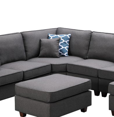 Brooke - Linen 7 Piece Modular L-Shape Sectional Sofa Chaise And Ottoman
