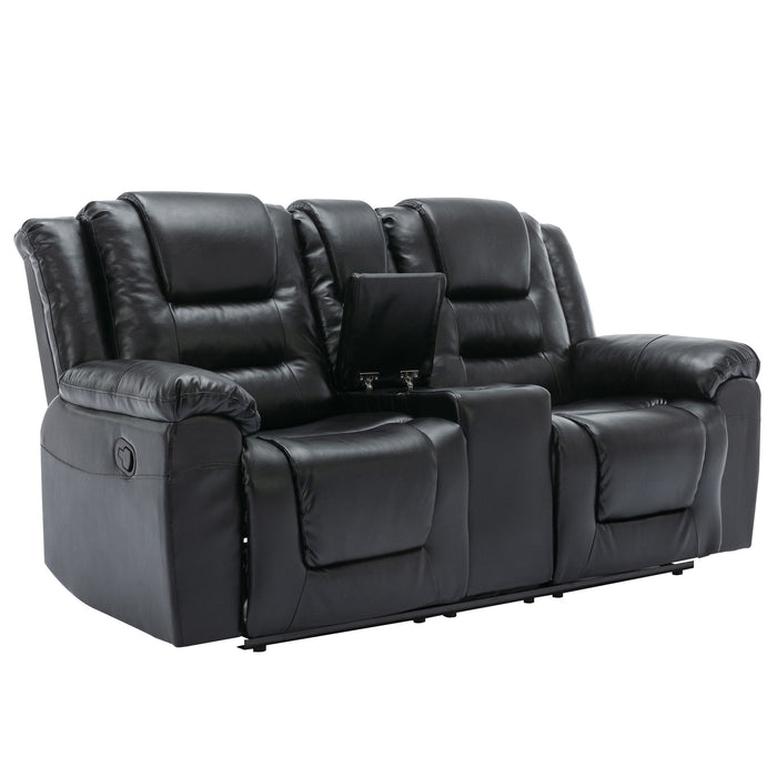 2 Seater Home Theater Recliner Manual Recliner Chair With A Storage Box And Two Cup Holders For Living Room