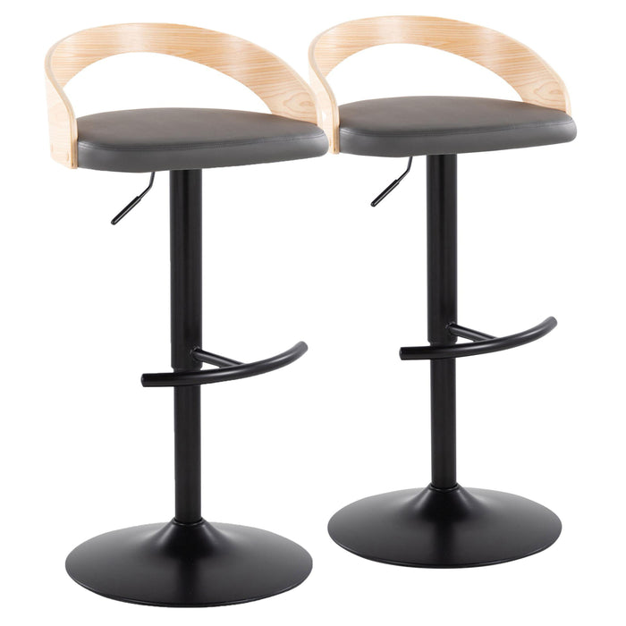 Grotto - Contemporary Adjustable Barstool With Swivel & Rounded T Footrest (Set of 2)