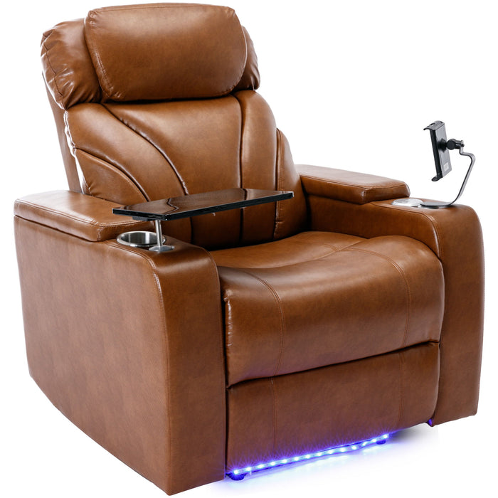 Power Motion Recliner With USB Charging Port And Hidden Arm Storage, Home Theater Seating With Convenient Cup Holder Design, And Stereo