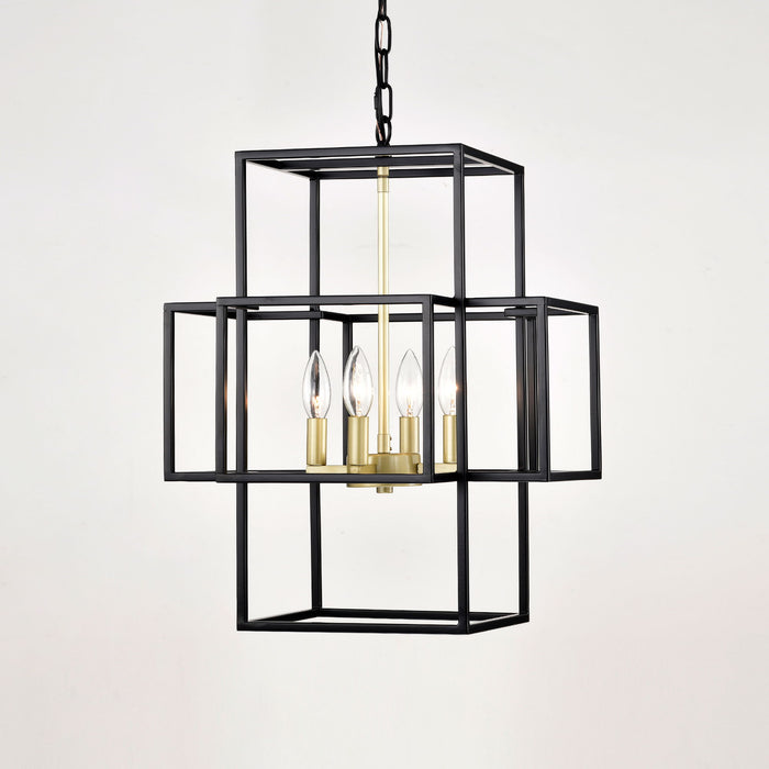 4 Light Metal Lantern Tiered Pendant Hanging Light Fixtures, Industrial Farmhouse Adjustable Height Chandeliers For Dining Room Hallway Foyer Entryway (E12 Bulbs Not Included)