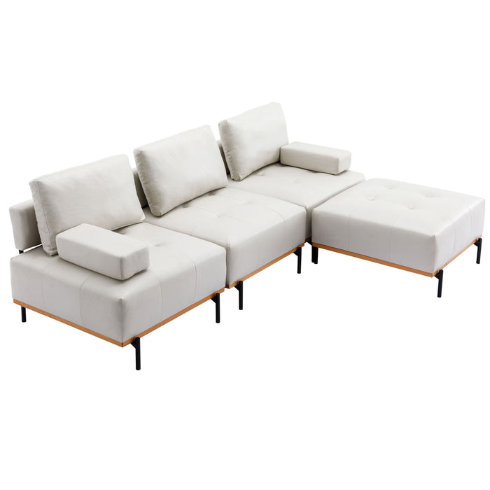 L-Shape Sectional Sofa 3 Seater Couches With A Removable Ottoman, Comfortable For Living Room