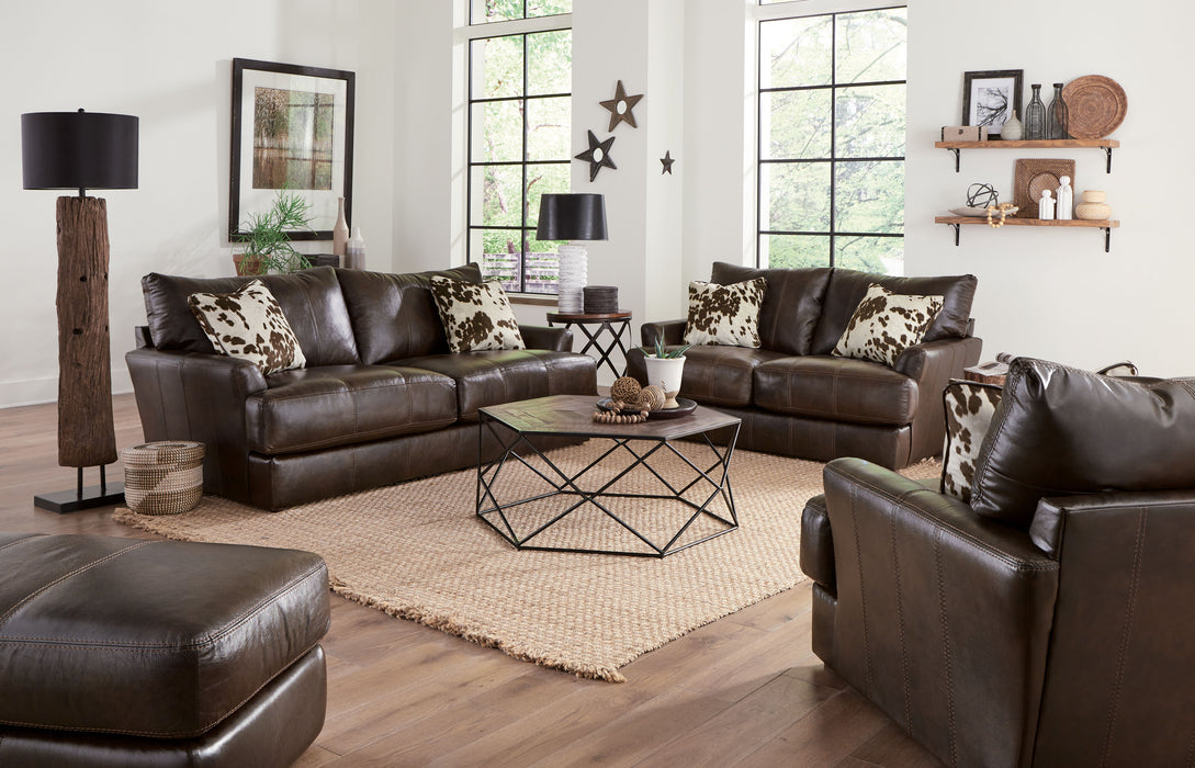 Pavia - Top Grain Italian Leather Sofa With Cuddler Cushions - Cocoa