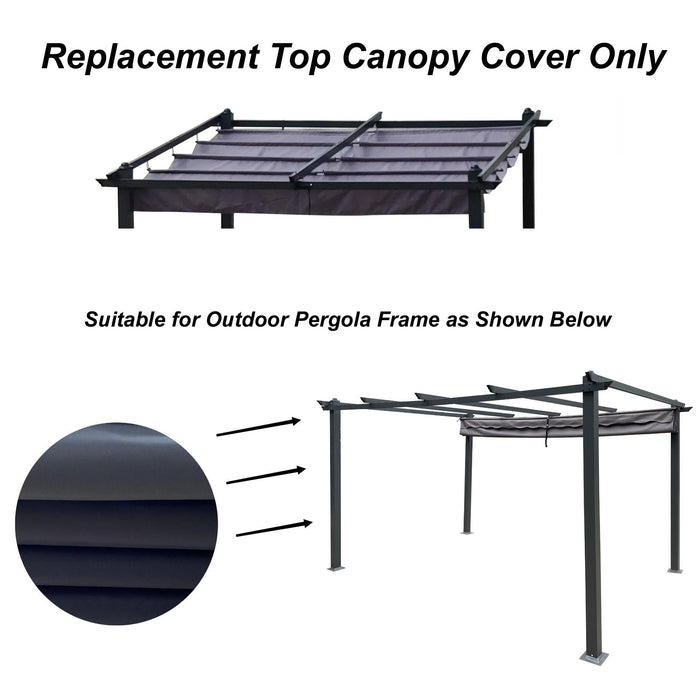 Replacement Canopy Top Cover Fabric For Outdoor Patio Retractable Pergola Sun-Shelter Canopy