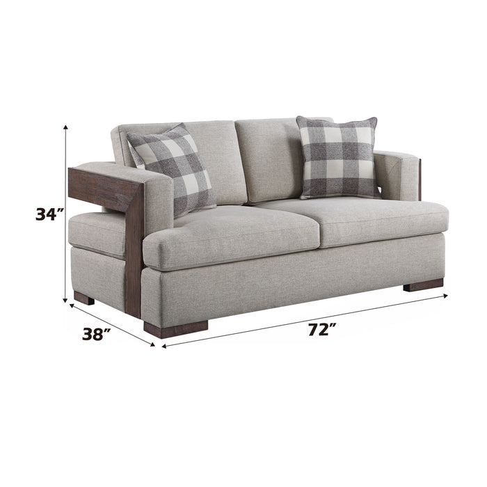 Niamey - Loveseat With 2 Toss Pillows - Walnut