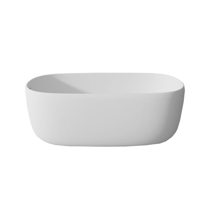 Freestanding Bathtub Resin Stone Soaking Bathtub Solid Surface Modern Tubs With Overflow And Pop-Up Drain - Matte White