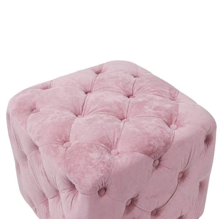 Modern Velvet Upholstered Ottoman, Exquisite Small End Table, Soft Foot Stool, Dressing Makeup Chair, Comfortable Seat For Living Room, Bedroom, Entrance