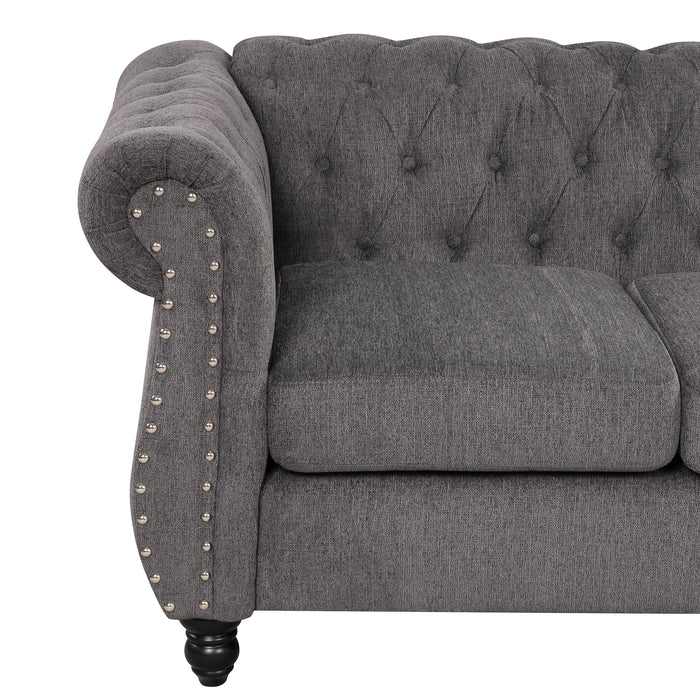 Modern Sofa Dutch Plush Upholstered Sofa, Solid Wood Legs, Buttoned Tufted Backrest