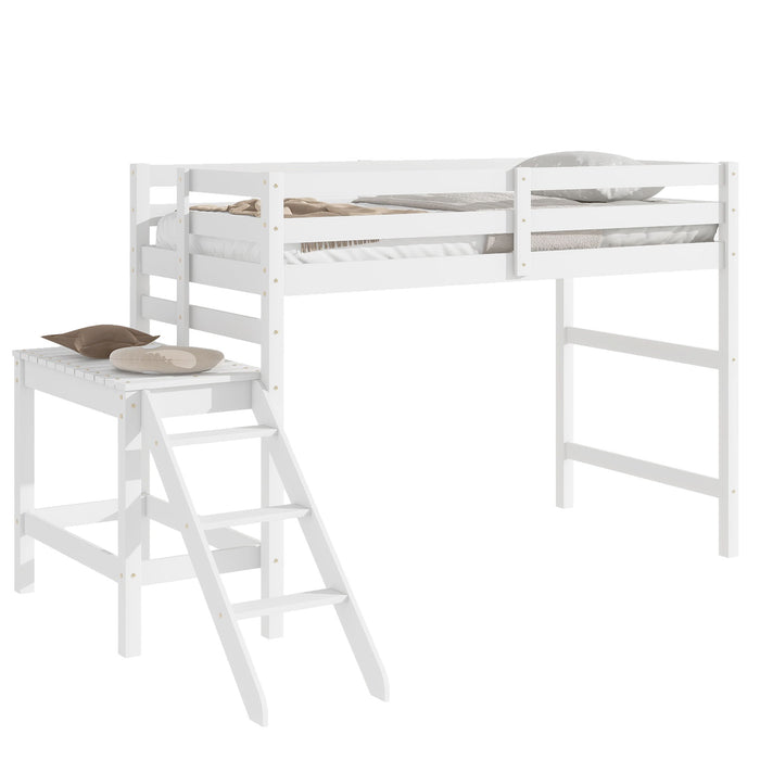 Twin Loft Bed With Platform, Ladder