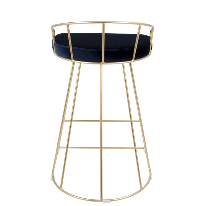 Canary - Contemporary / Glam Counter Stool (Set of 2) - Gold / Blue