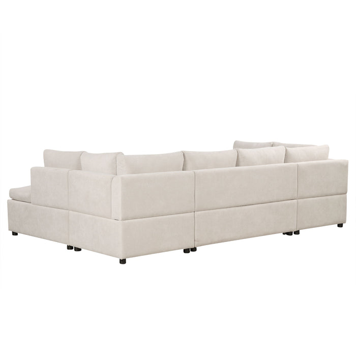 Oversized Sectional Sofa U-Shaped Sofa Couch Pull-Out Sofa Bed With Two Throw Pillows For Living Room