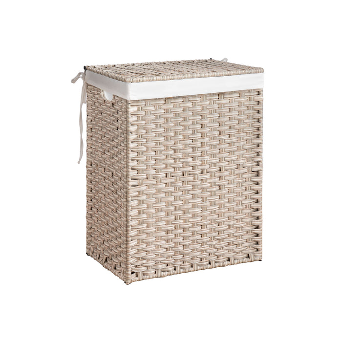 Laundry Hamper With Lid PE Rattan Powder Coating Frame Clothes Hampers With 2 Removable Bags