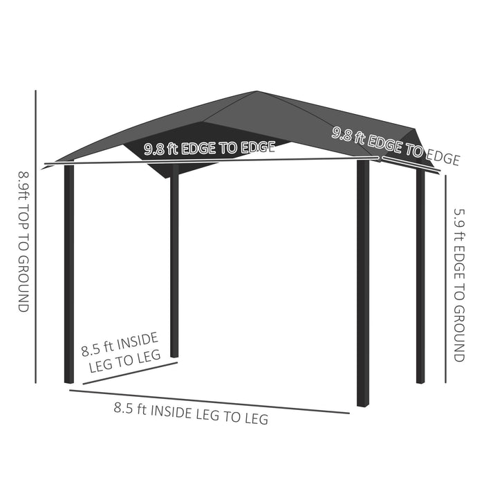 Outsunny - 10' x 10' Soft Top Patio Gazebo Outdoor Canopy With Unique Geometric Design Roof, All-Weather Steel Frame - Gray