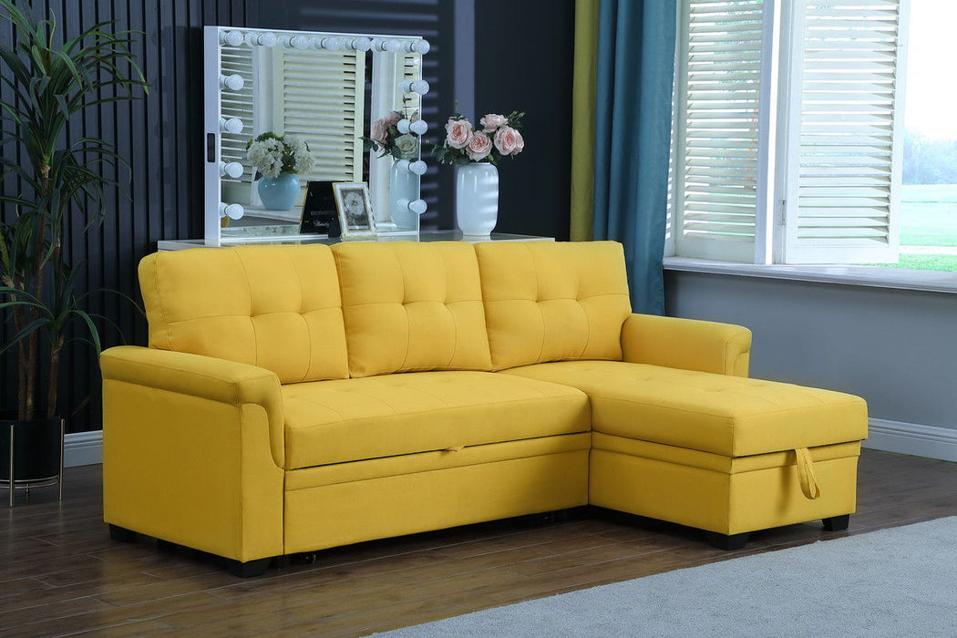 Lucca - Linen Reversible Sleeper Sectional Sofa With Storage Chaise