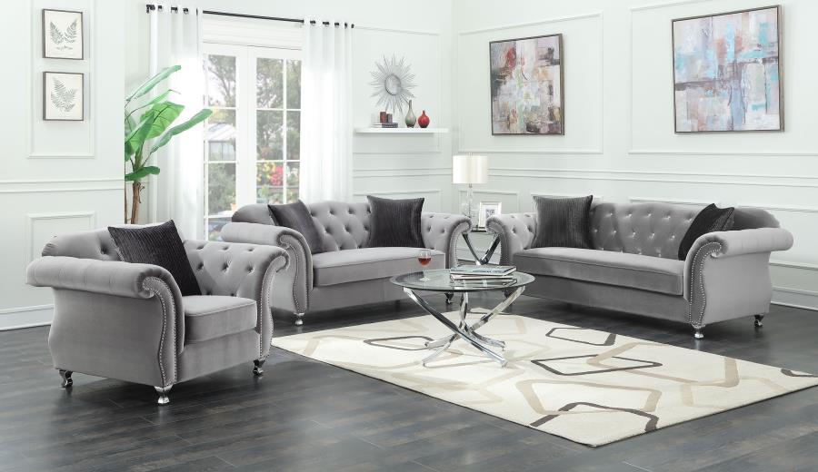 Frostine - Upholstered Tufted Sofa Set