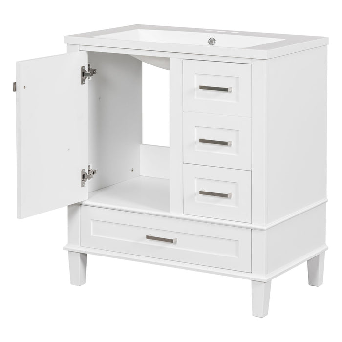 Bathroom Vanity, Modern Bathroom Cabinet With Sink Combo Set, Bathroom Storage Cabinet With A Soft Closing Door And 3 Drawers, Solid Wood Frame, Resin Basin