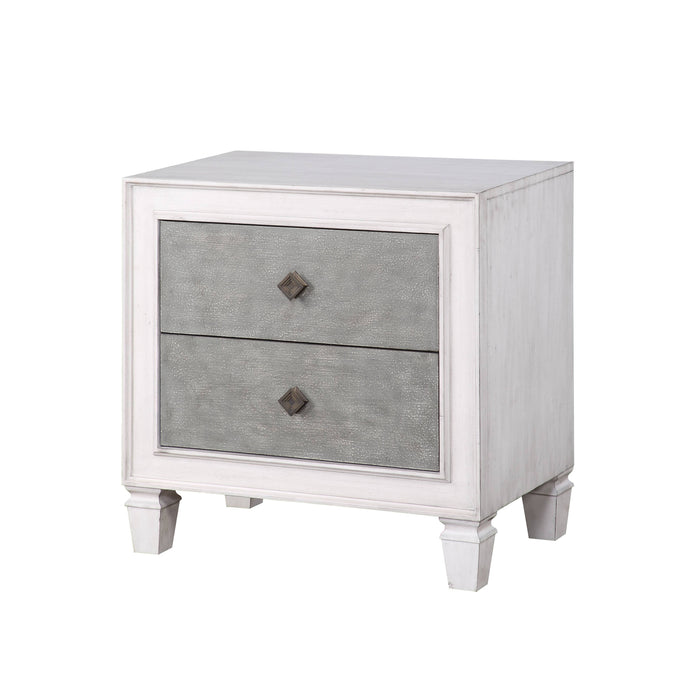 Katia - Weathered Night Stand - Gray / White