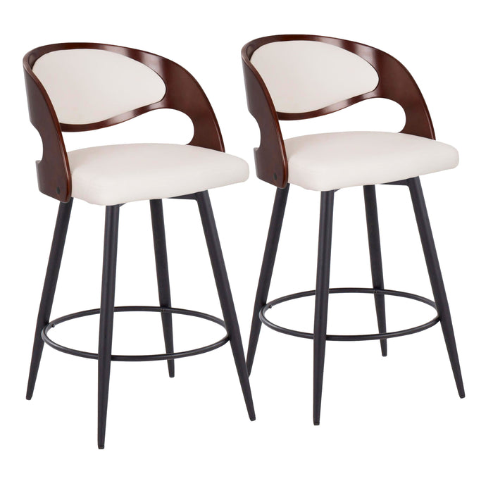 Pino - Mid Century Modern Fixed Height Counter Stool With Swivel With Round Footrest (Set of 2)