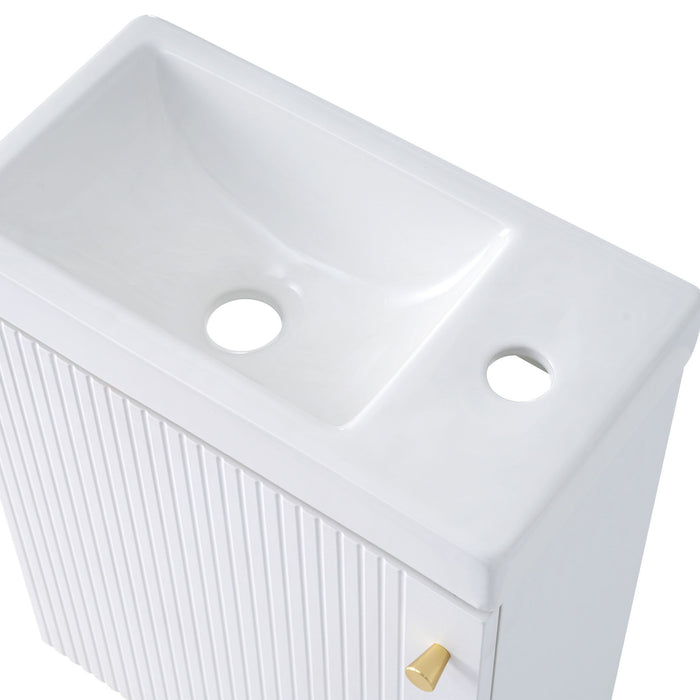 Contemporary Wall-Mounted Bathroom Vanity Combo Cabinet With Ceramic Basin Ideal For Small Bathrooms