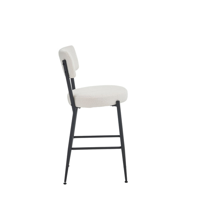 Modern Teddy Fabric Upholstered Bar Stools - Black Legs