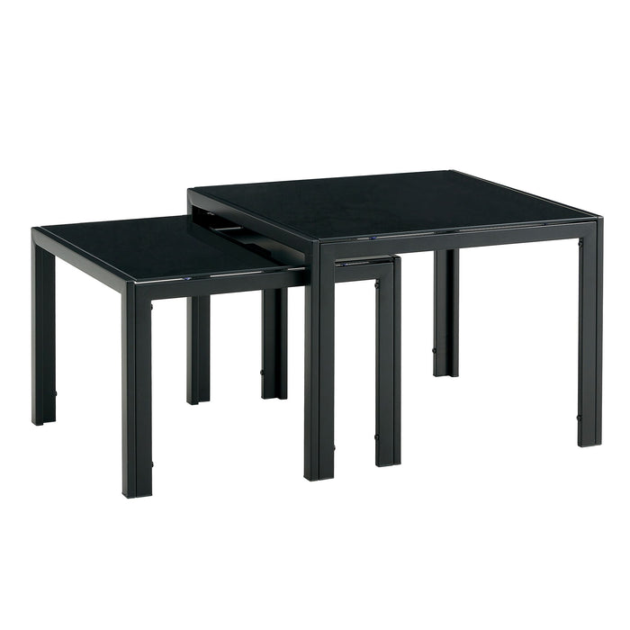 Nesting Coffee Table (Set of 2), Square Modern Stacking Table With Tempered Glass Finish For Living Room