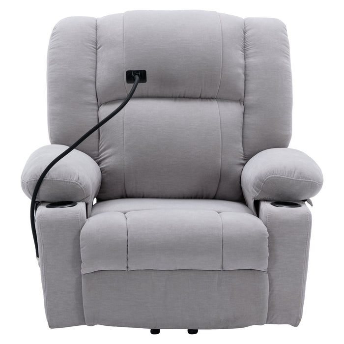 Power Lift Recliner Chair Electric Recliner For Elderly Recliner Chair With Massage And Heating Functions, Remote, Phone Holder Side Pockets And Cup Holders For Living Room