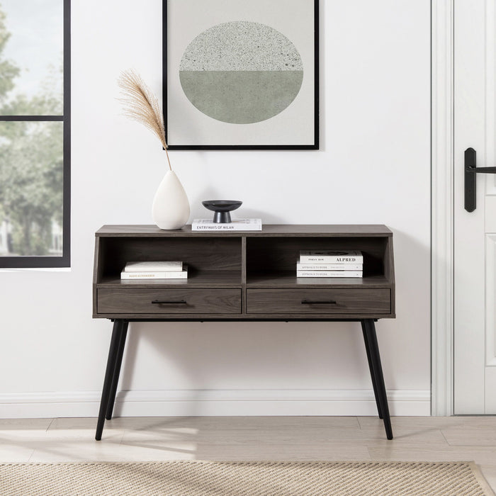 Contemporary 2 Drawer Angled Entry Table - Slate Gray