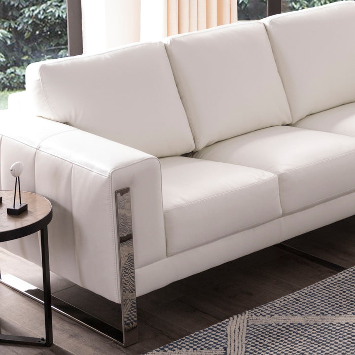 Modern Leather Metal Leg Sofa