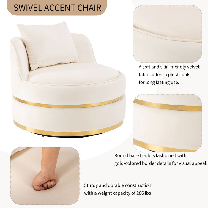 360° Swivel Accent Chair Velvet Modern Upholstered Barrel Chair Over-Sized Soft Chair With Seat Cushion For Living Room