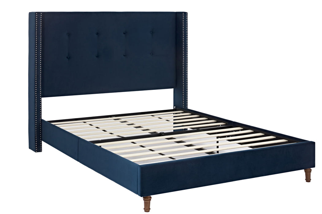 Peyton - Upholstered Bed With 54" High Headboard, Traditional Hand Buttoned Tufting