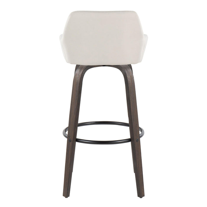 Daniella - Contemporary Fixed Height, Barstool With Swivel With Round Footrest (Set of 2)